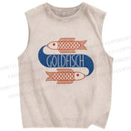 Unisex Goldfish Printed Washed Tank Top