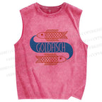 Unisex Goldfish Printed Washed Tank Top
