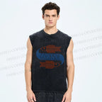 Unisex Goldfish Printed Washed Tank Top