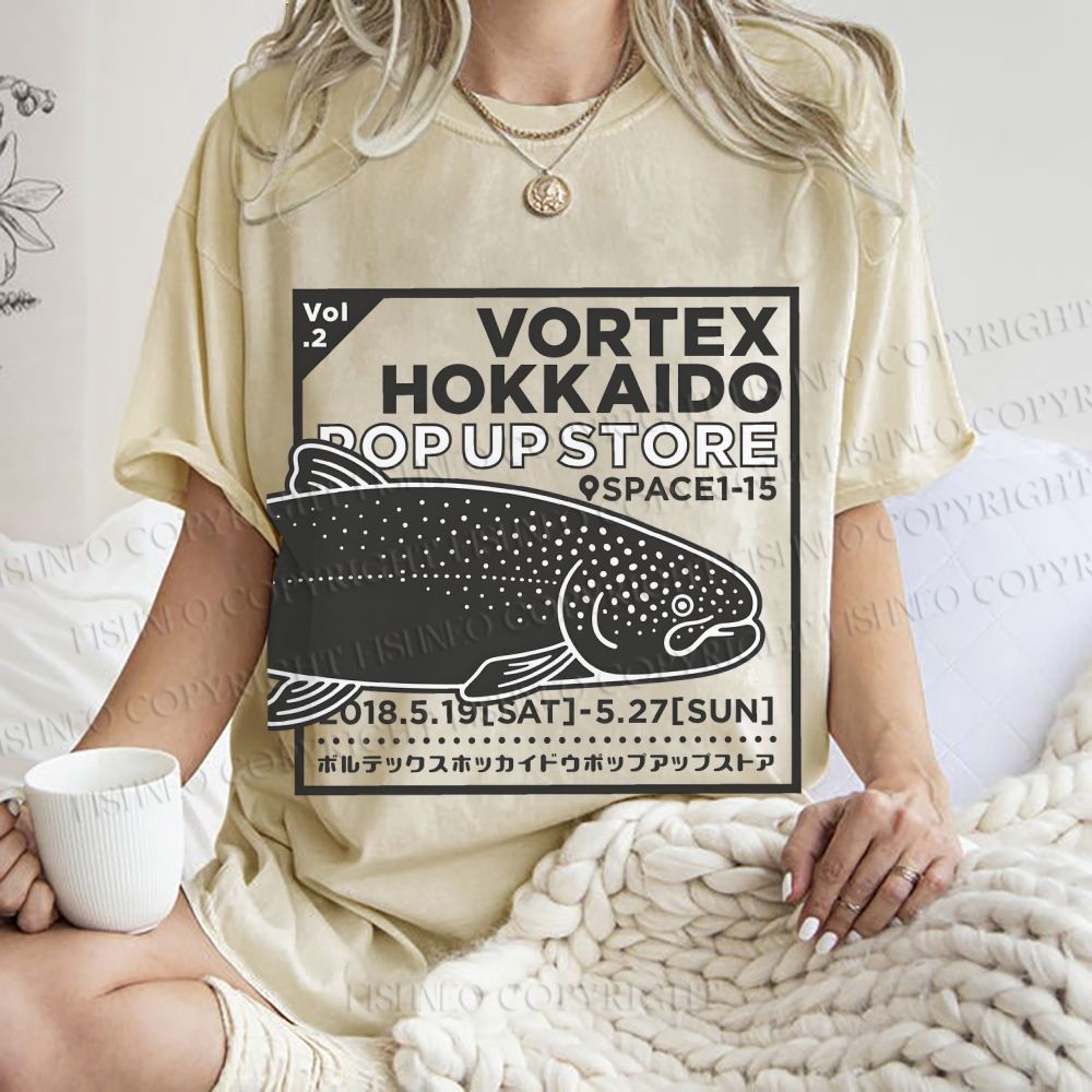 Unisex Fish Printed Washed Tee