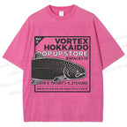 Unisex Fish Printed Washed Tee
