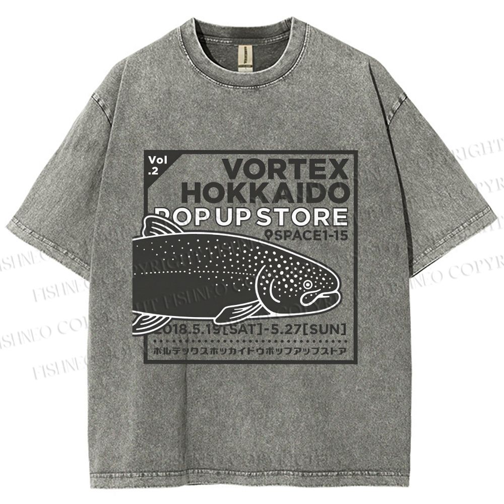 Unisex Fish Printed Washed Tee