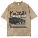Unisex Fish Printed Washed Tee