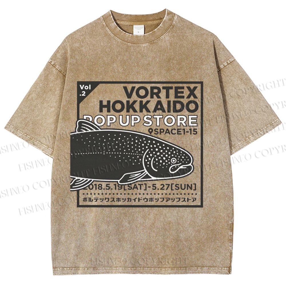 Unisex Fish Printed Washed Tee