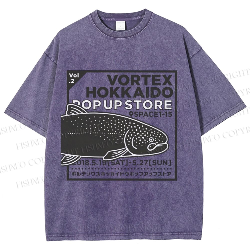 Unisex Fish Printed Washed Tee
