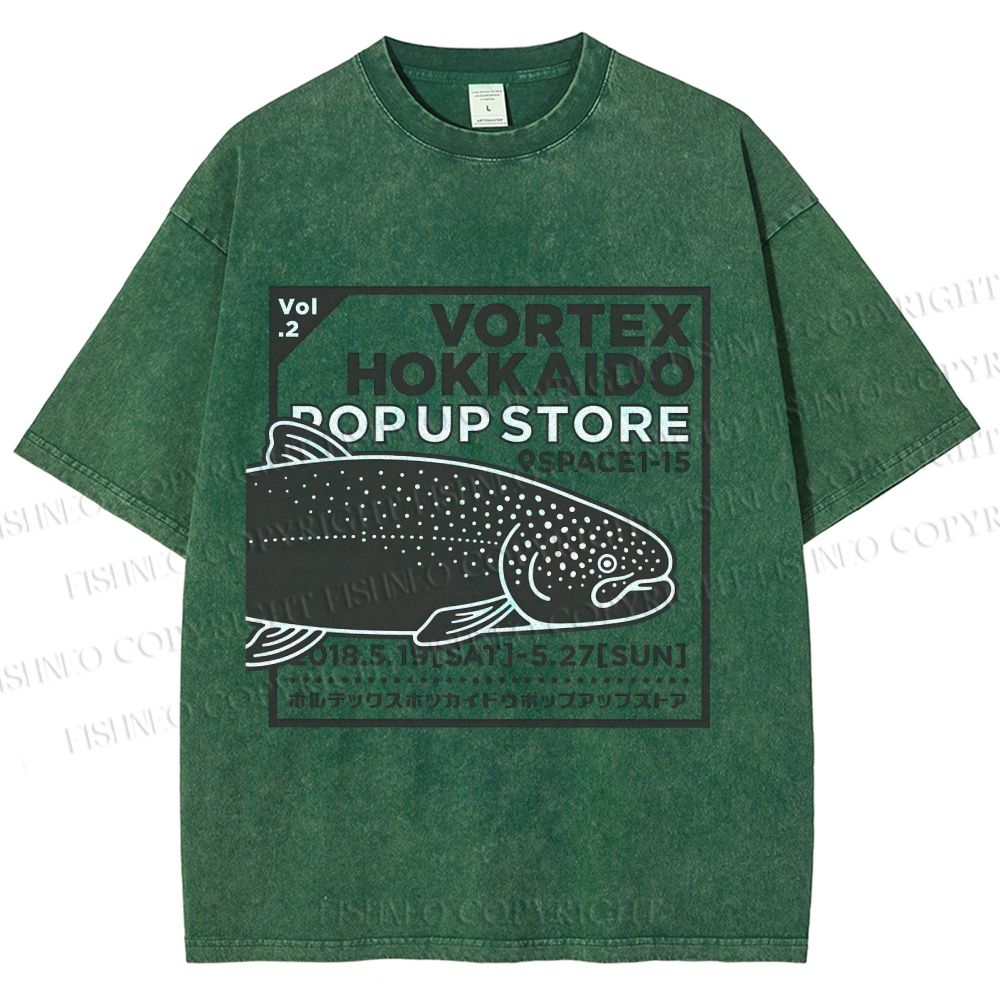Unisex Fish Printed Washed Tee