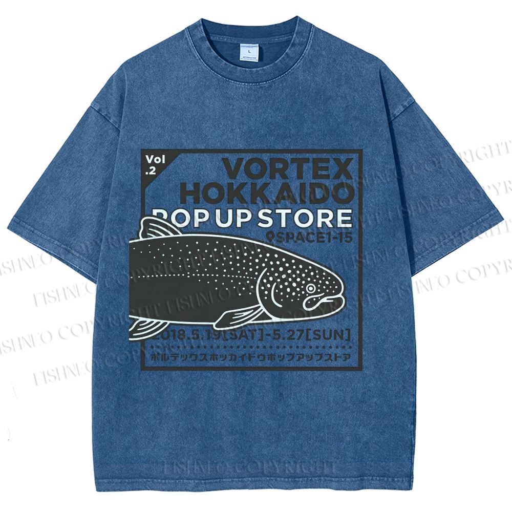Unisex Fish Printed Washed Tee