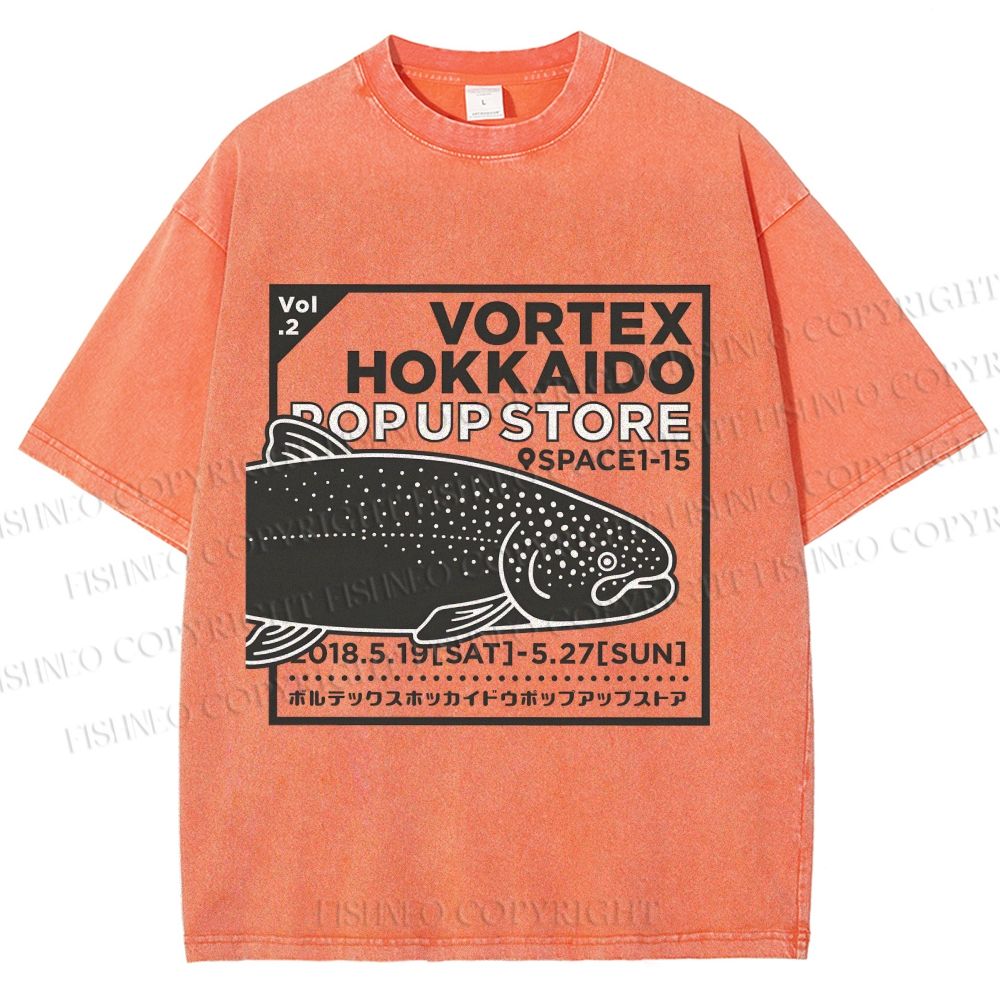 Unisex Fish Printed Washed Tee
