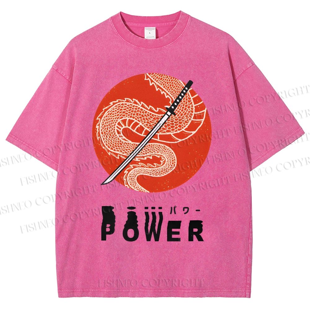 Unisex Power Printed Washed Tee