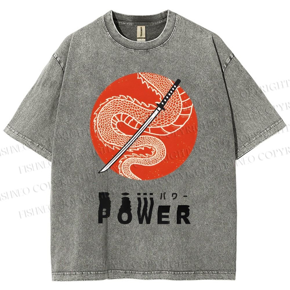 Unisex Power Printed Washed Tee