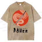 Unisex Power Printed Washed Tee