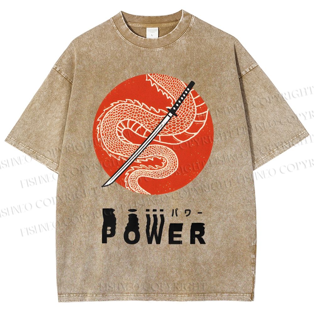 Unisex Power Printed Washed Tee