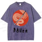 Unisex Power Printed Washed Tee