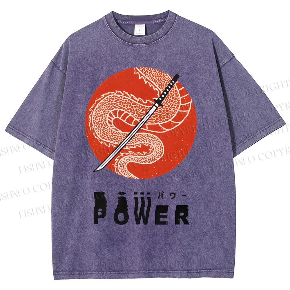 Unisex Power Printed Washed Tee