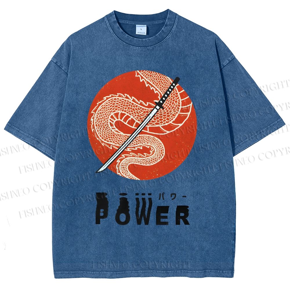Unisex Power Printed Washed Tee