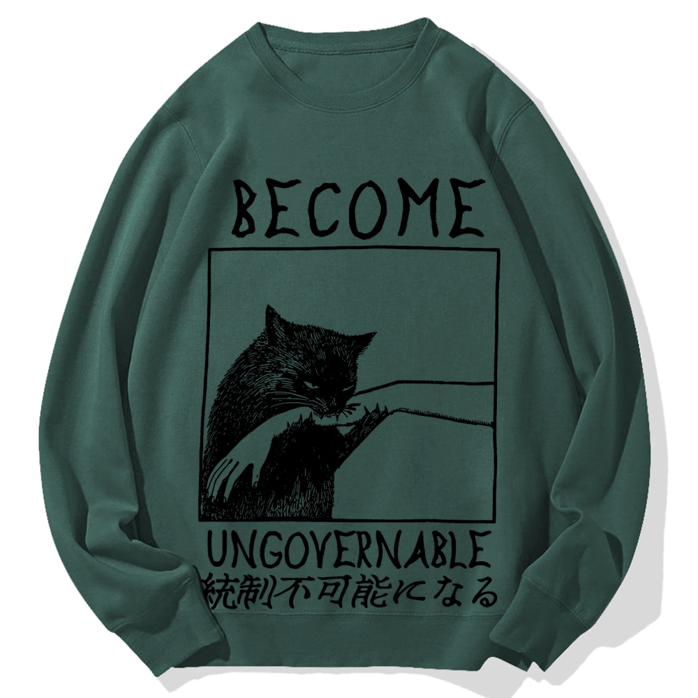 Become Ungovernable Cat Biting Arm Cotton Sweatshirt