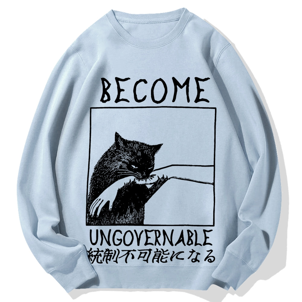 Become Ungovernable Cat Biting Arm Cotton Sweatshirt