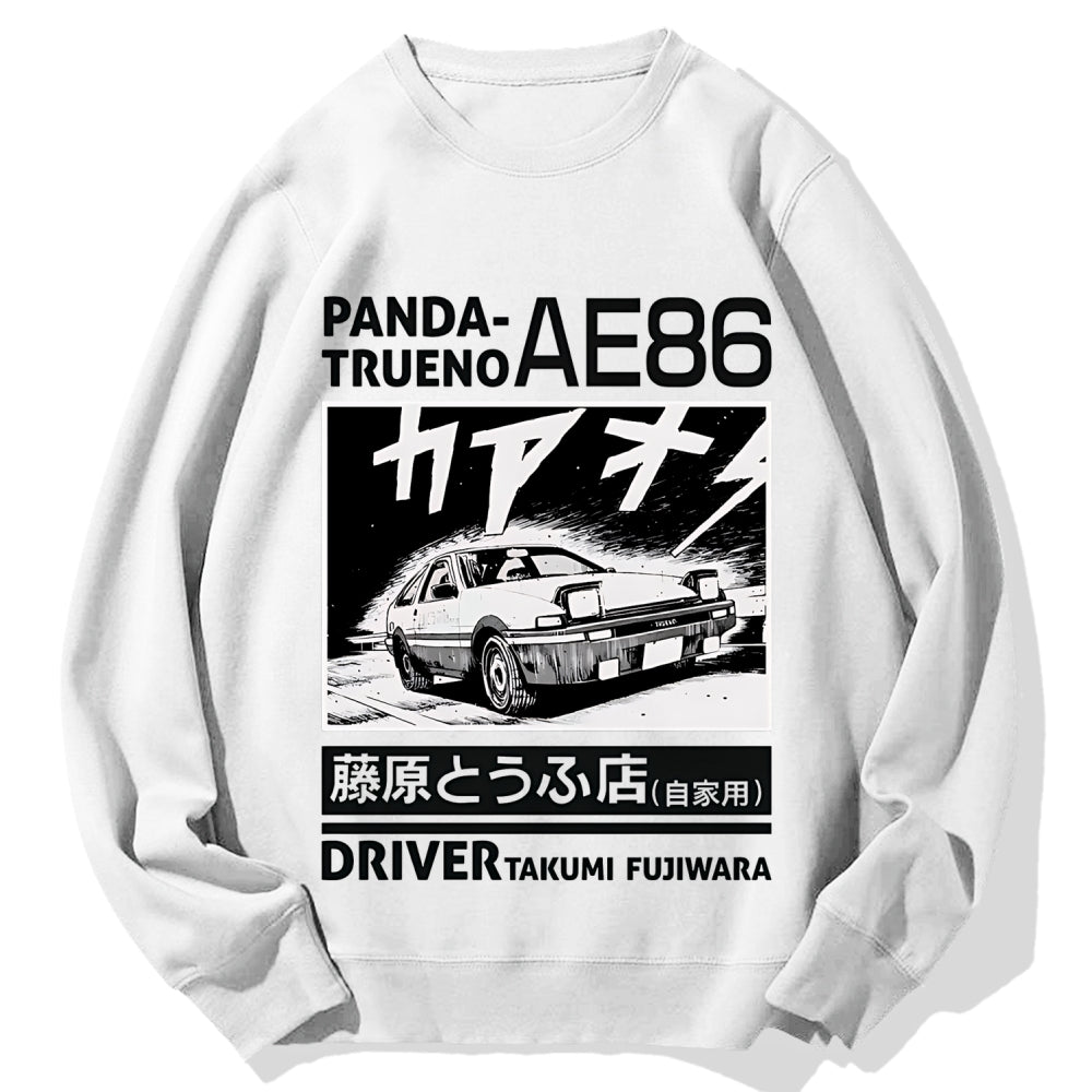 Initial D Panda Trueno AE86 Mt Akina Takumi Fujiwara Japanese Racing Car Cotton Sweatshirt