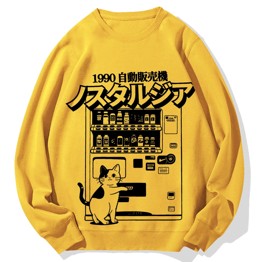 Retro Japan Cat Vending Machine 90s Anime Harajuku Nostalgic Cotton Sweatshirt