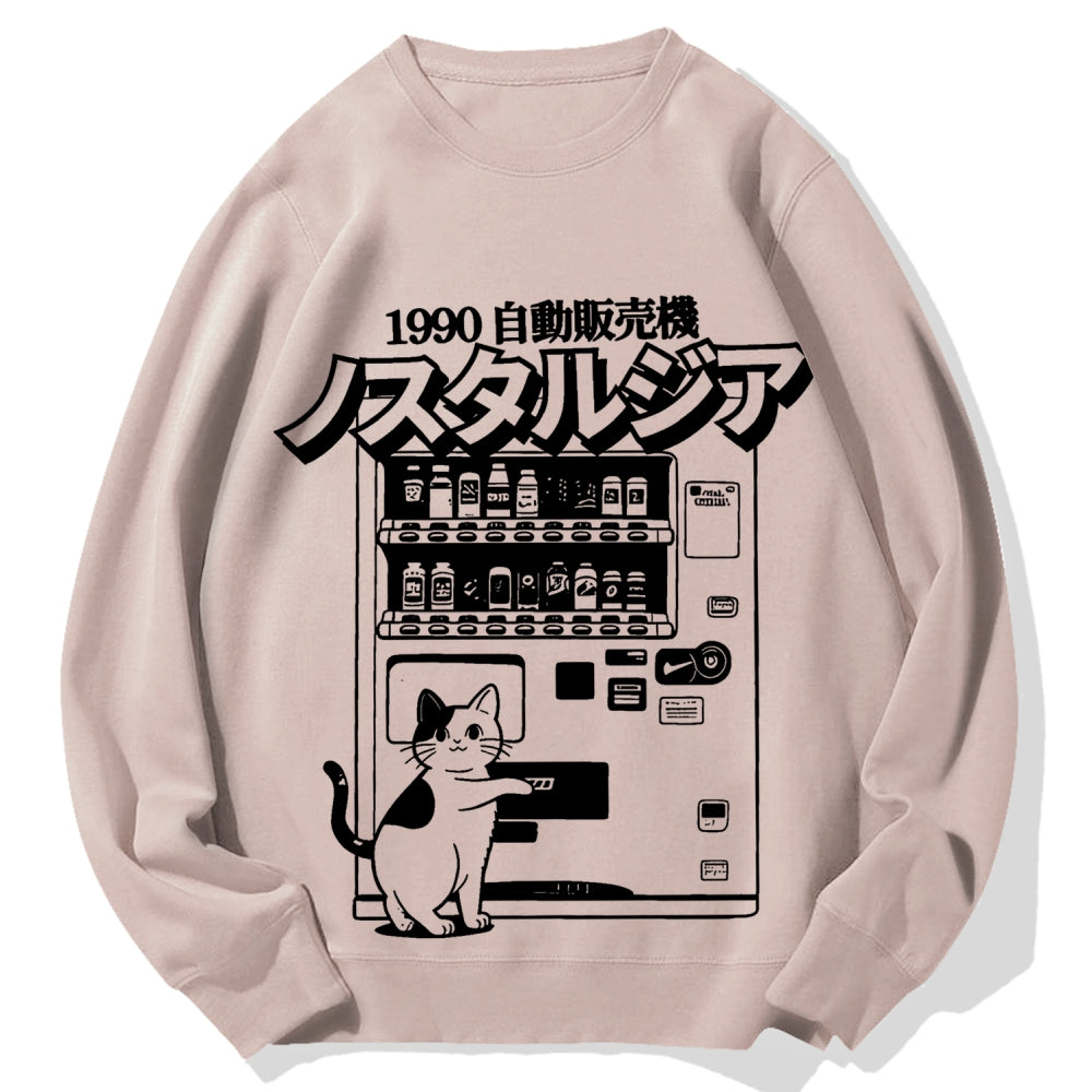 Retro Japan Cat Vending Machine 90s Anime Harajuku Nostalgic Cotton Sweatshirt