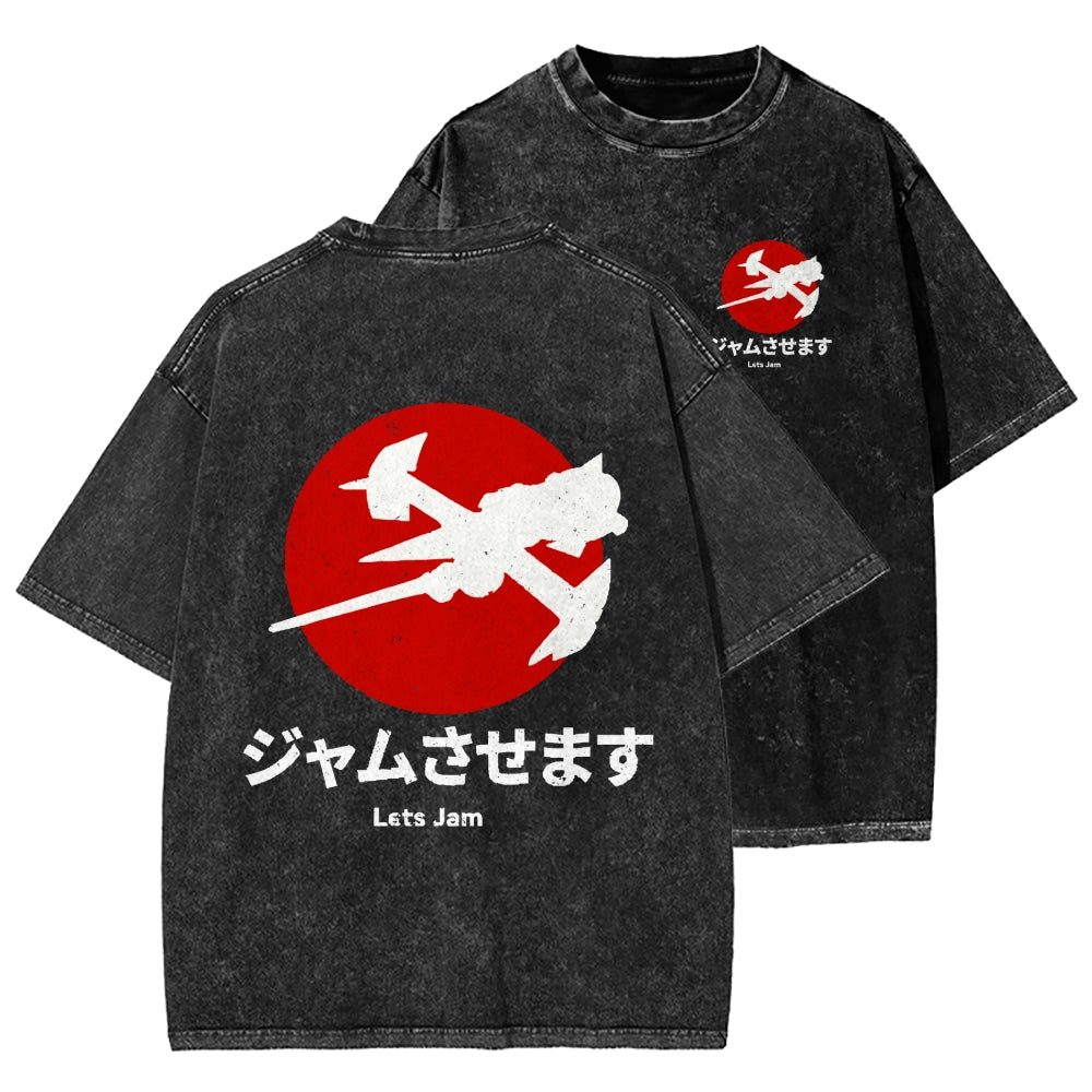 Unisex Cowboy Bebop Farm Vintage Wash Japanese Front And Back Printed Washed Tee