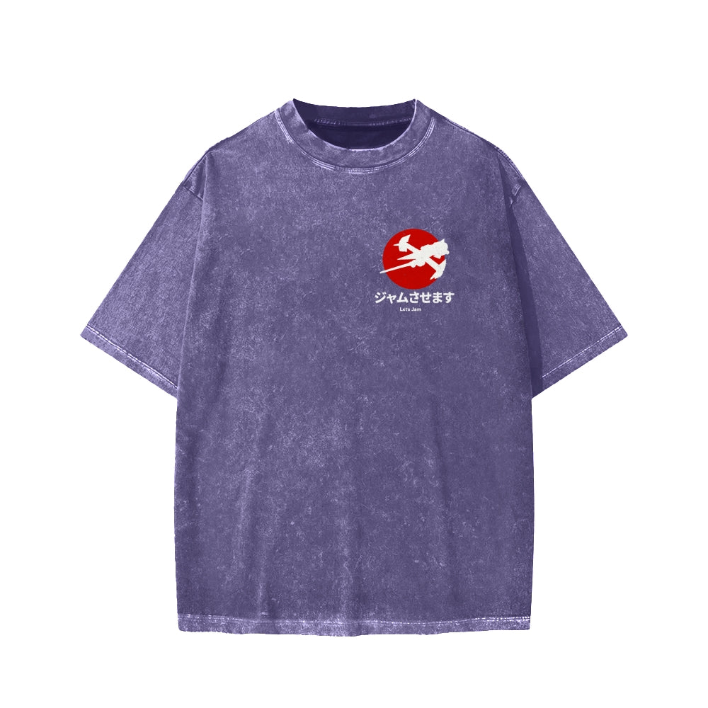 Unisex Cowboy Bebop Farm Vintage Wash Japanese Front And Back Printed Washed Tee