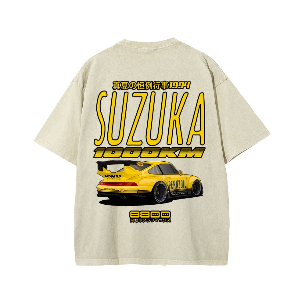 Suzuka 1994 Front And Back Printing Washed T-shirt