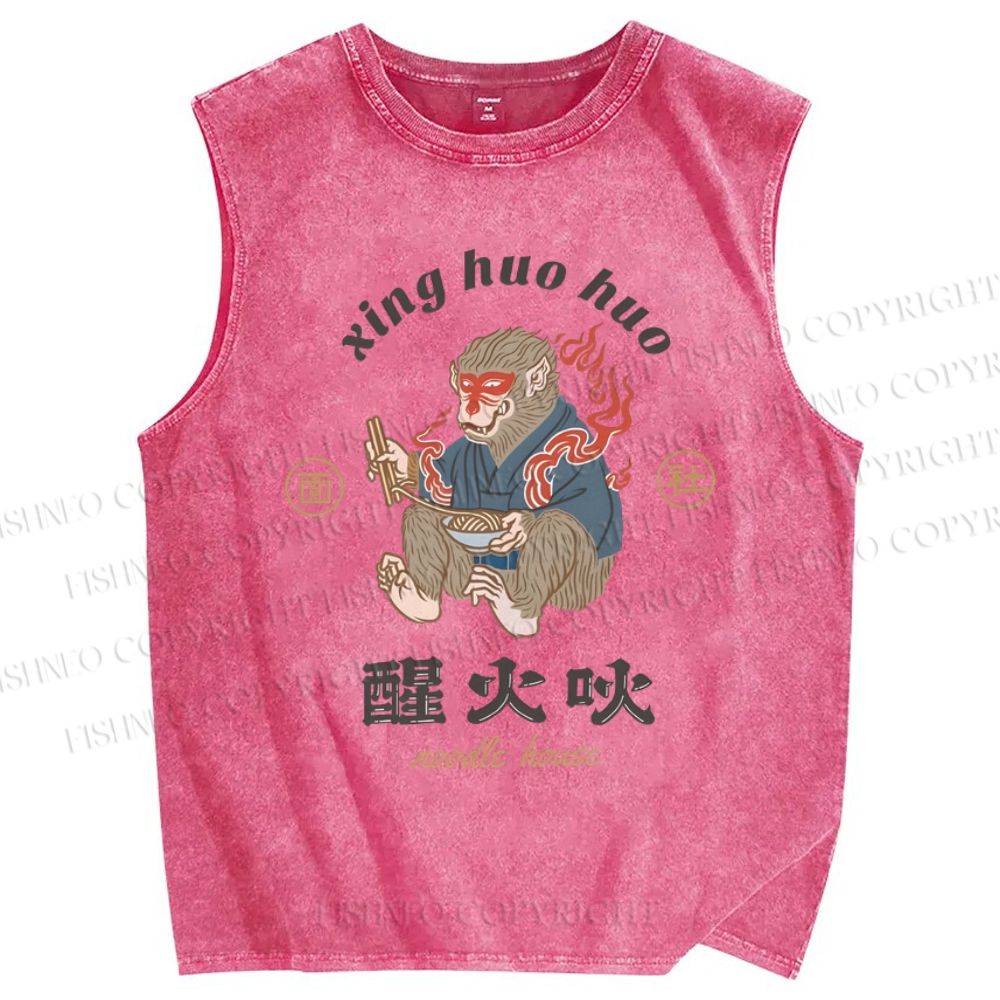 Unisex Noodle House Printed Washed Tank Top