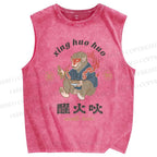 Unisex Noodle House Printed Washed Tank Top