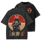 Guitarist Samurai Japanese Style Front And Back Printing Washed T-shirt