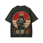 Guitarist Samurai Japanese Style Front And Back Printing Washed T-shirt