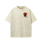 Guitarist Samurai Japanese Style Front And Back Printing Washed T-shirt