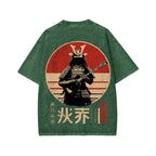 Guitarist Samurai Japanese Style Front And Back Printing Washed T-shirt