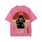 Guitarist Samurai Japanese Style Front And Back Printing Washed T-shirt