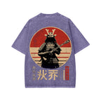 Guitarist Samurai Japanese Style Front And Back Printing Washed T-shirt