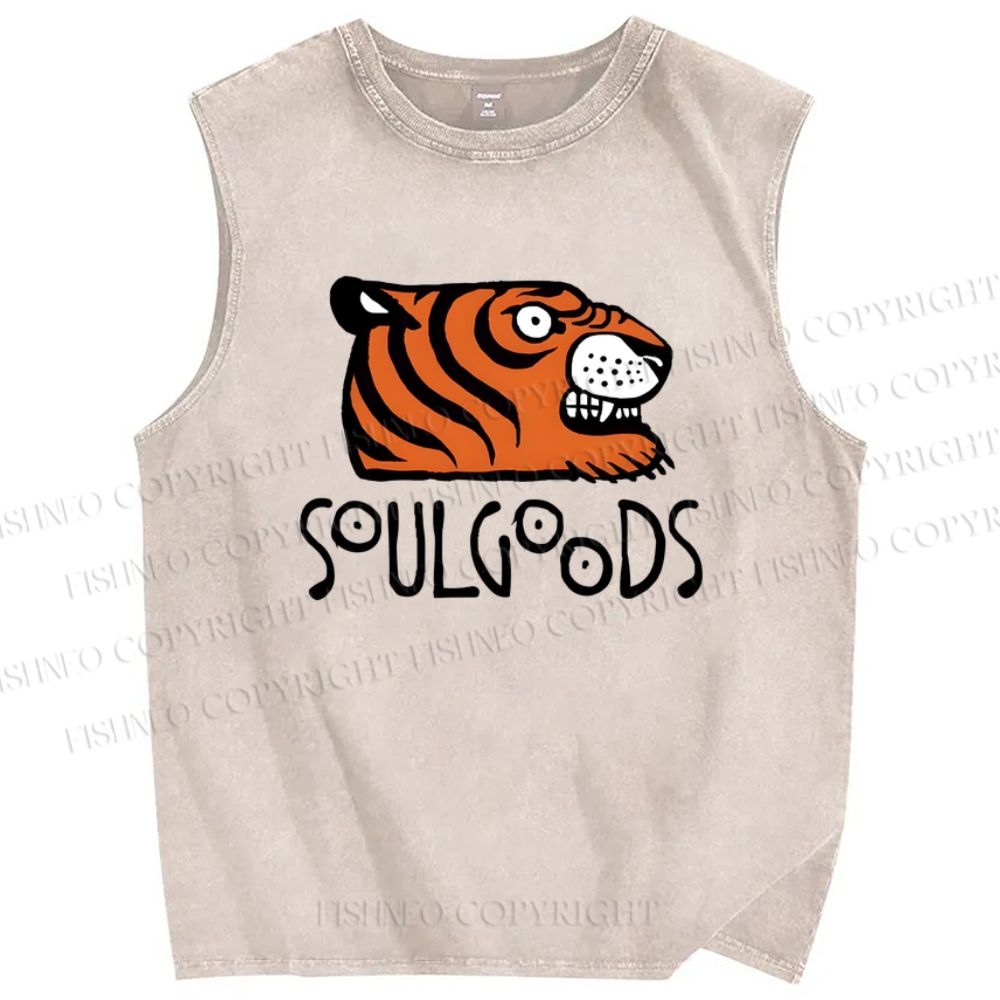 Unisex Soul Goods Tiger Printed Washed Tank Top