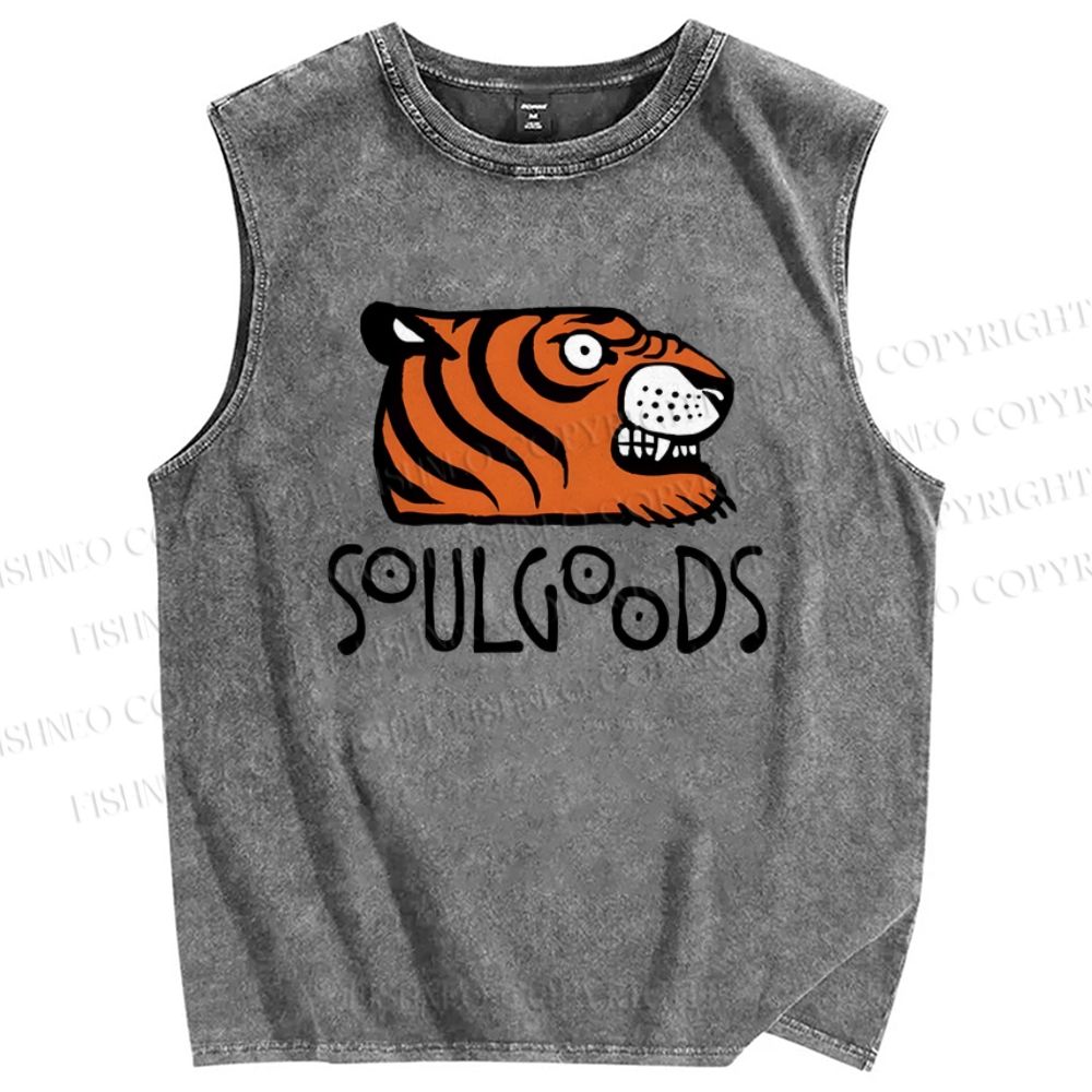 Unisex Soul Goods Tiger Printed Washed Tank Top