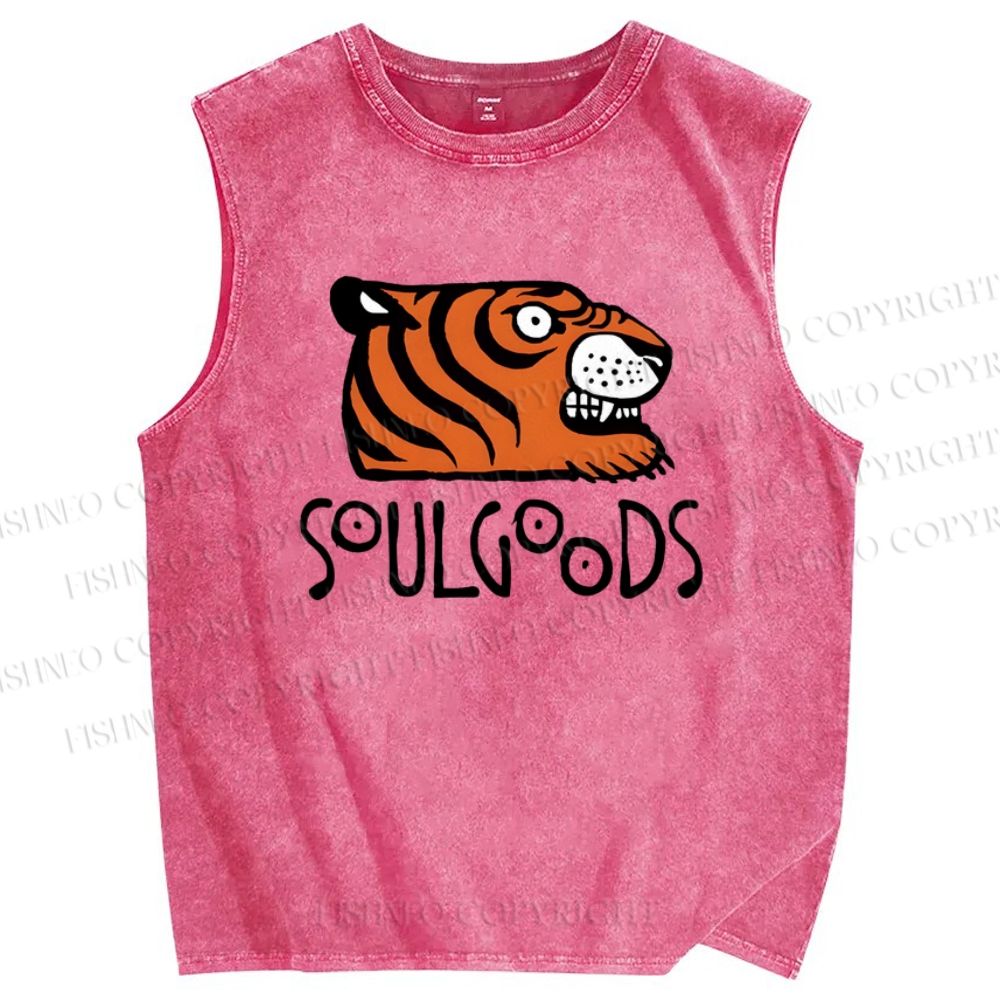 Unisex Soul Goods Tiger Printed Washed Tank Top