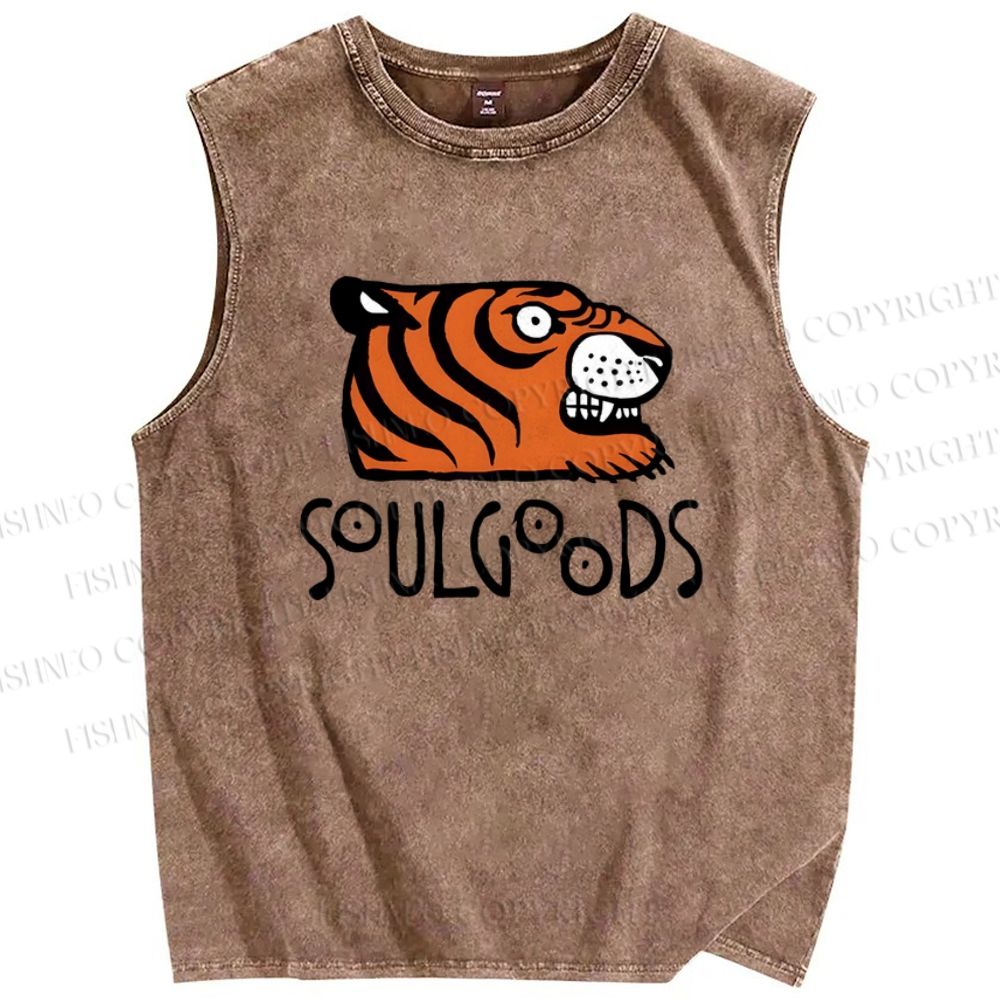 Unisex Soul Goods Tiger Printed Washed Tank Top