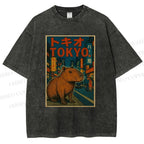 Unisex Tokyo Printed Washed Tee