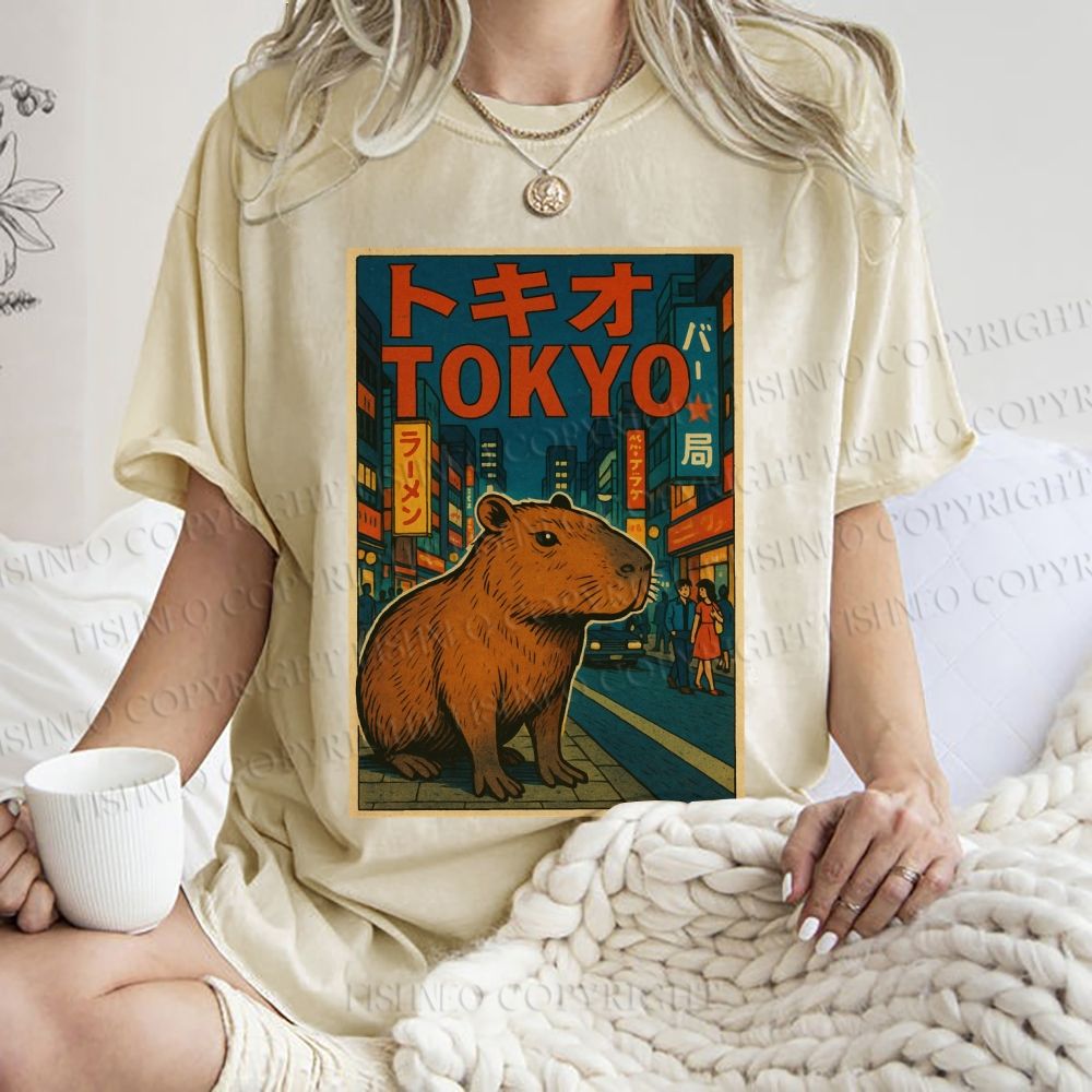 Unisex Tokyo Printed Washed Tee