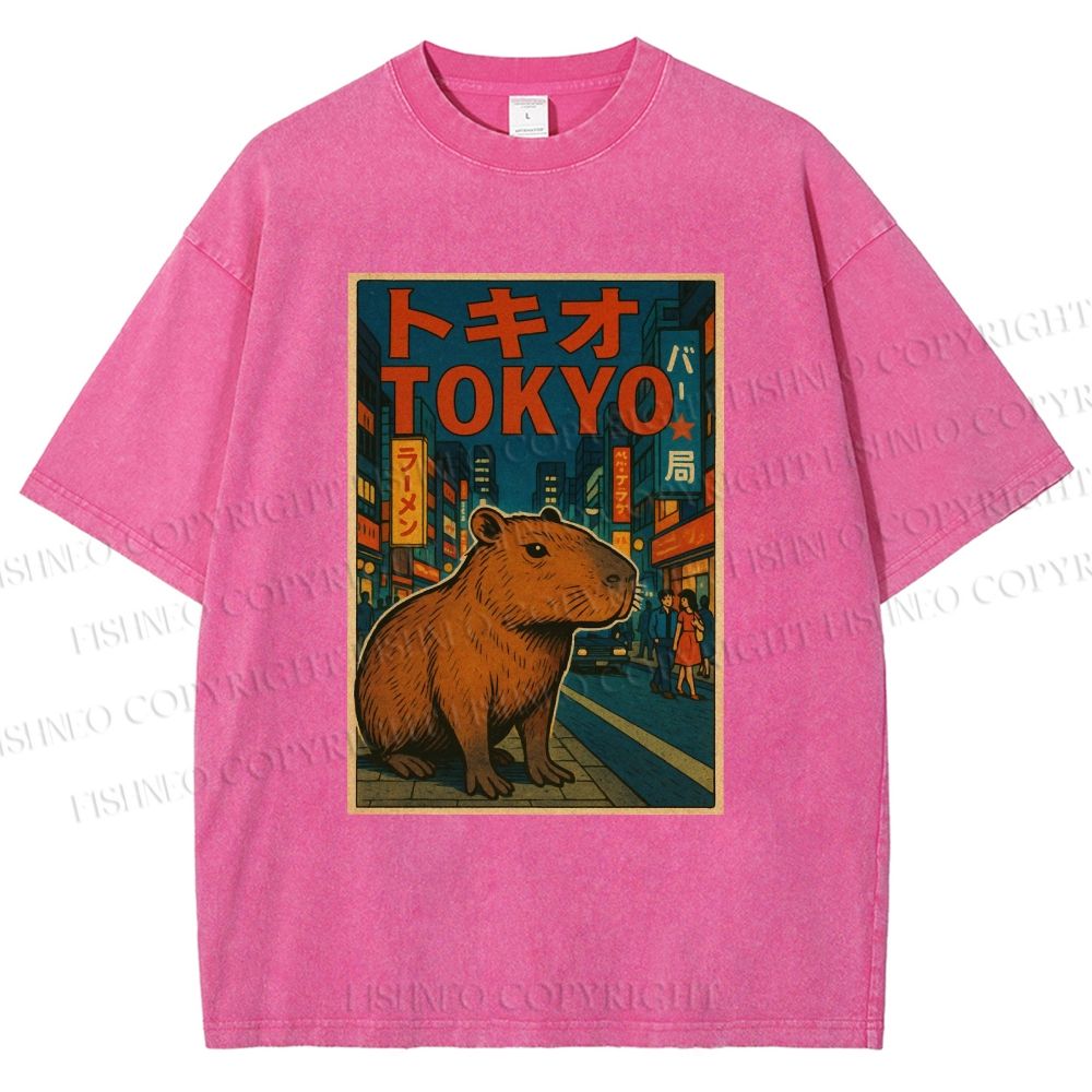 Unisex Tokyo Printed Washed Tee