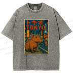 Unisex Tokyo Printed Washed Tee