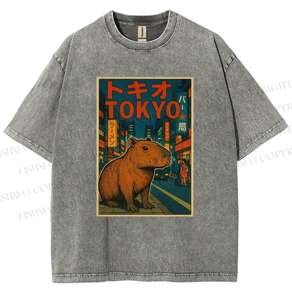 Unisex Tokyo Printed Washed Tee