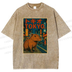 Unisex Tokyo Printed Washed Tee