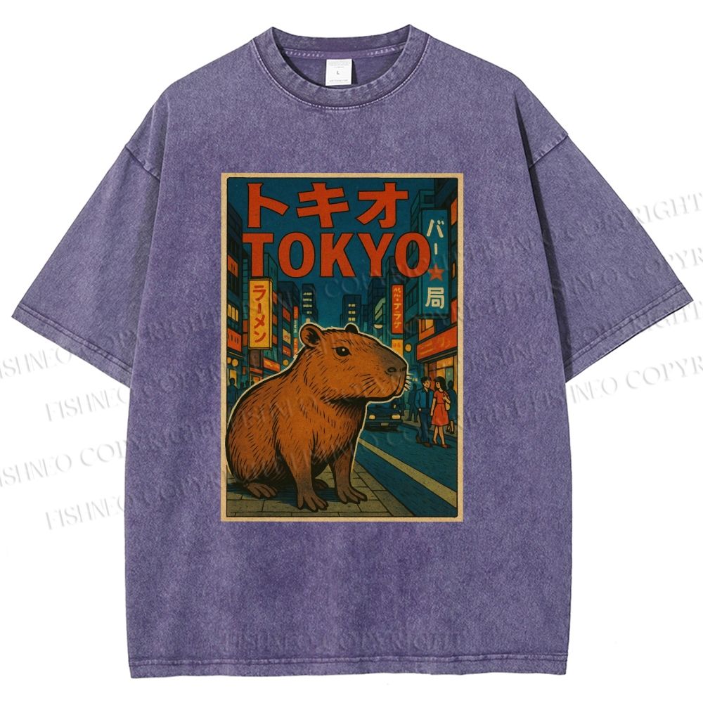 Unisex Tokyo Printed Washed Tee