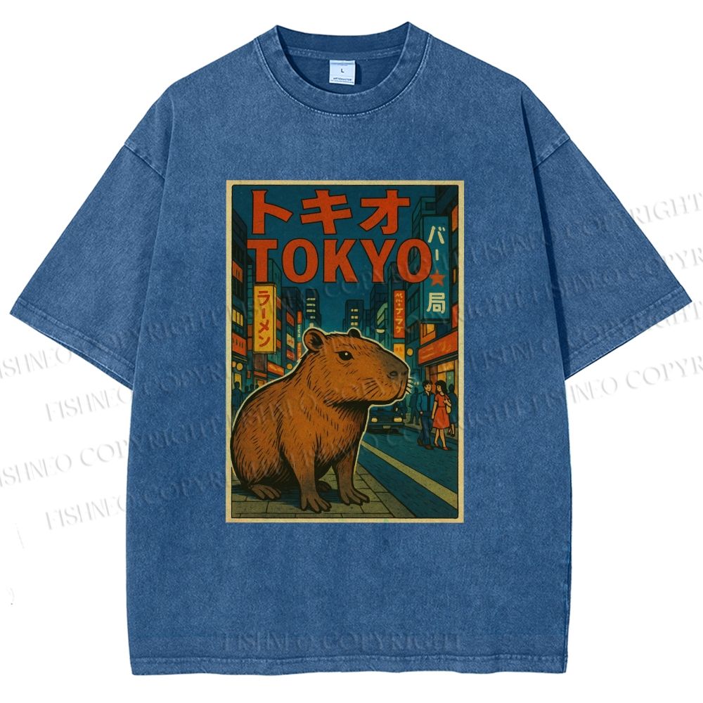 Unisex Tokyo Printed Washed Tee