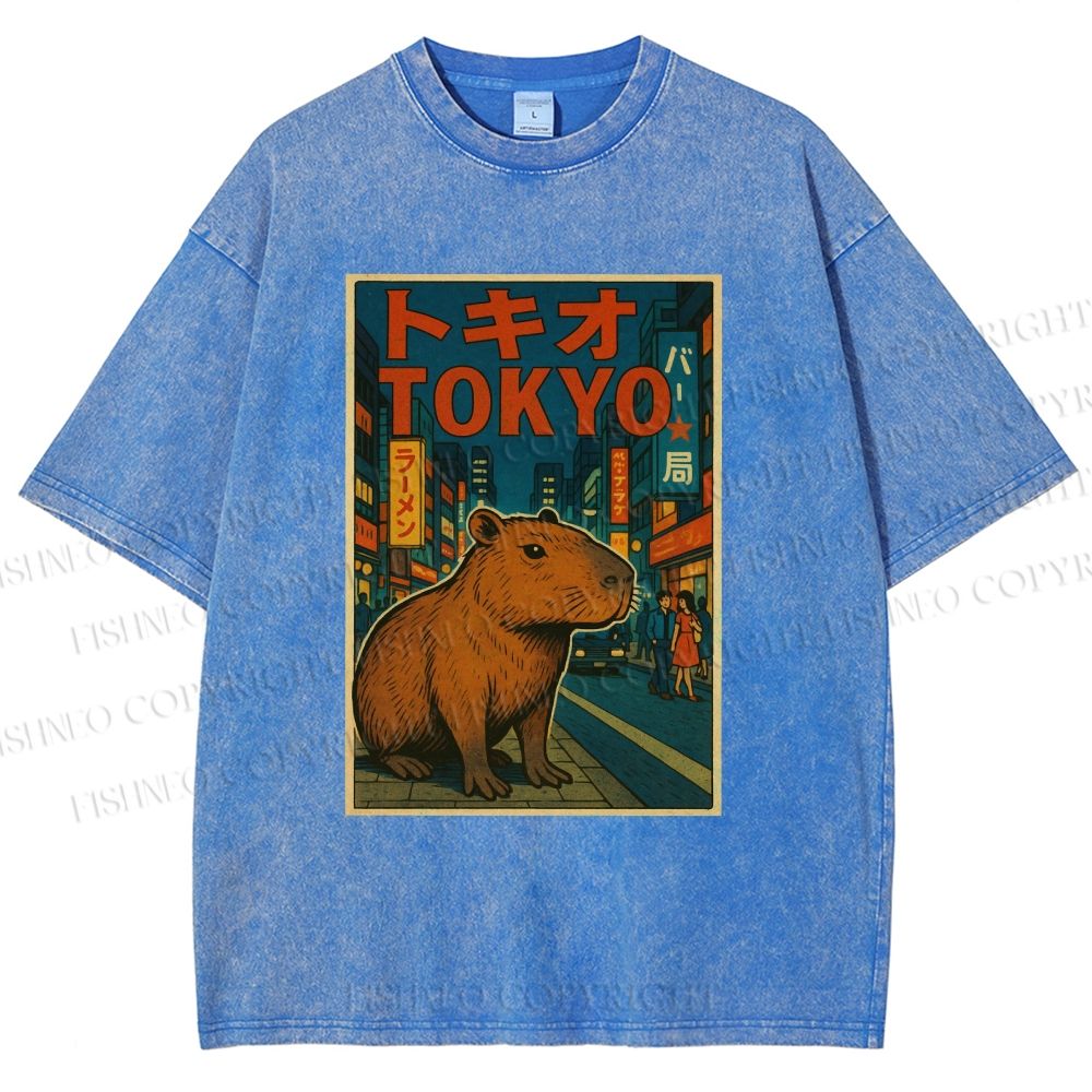 Unisex Tokyo Printed Washed Tee