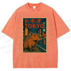 Unisex Tokyo Printed Washed Tee