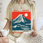 Unisex Mount Fuji Printed Washed Tee